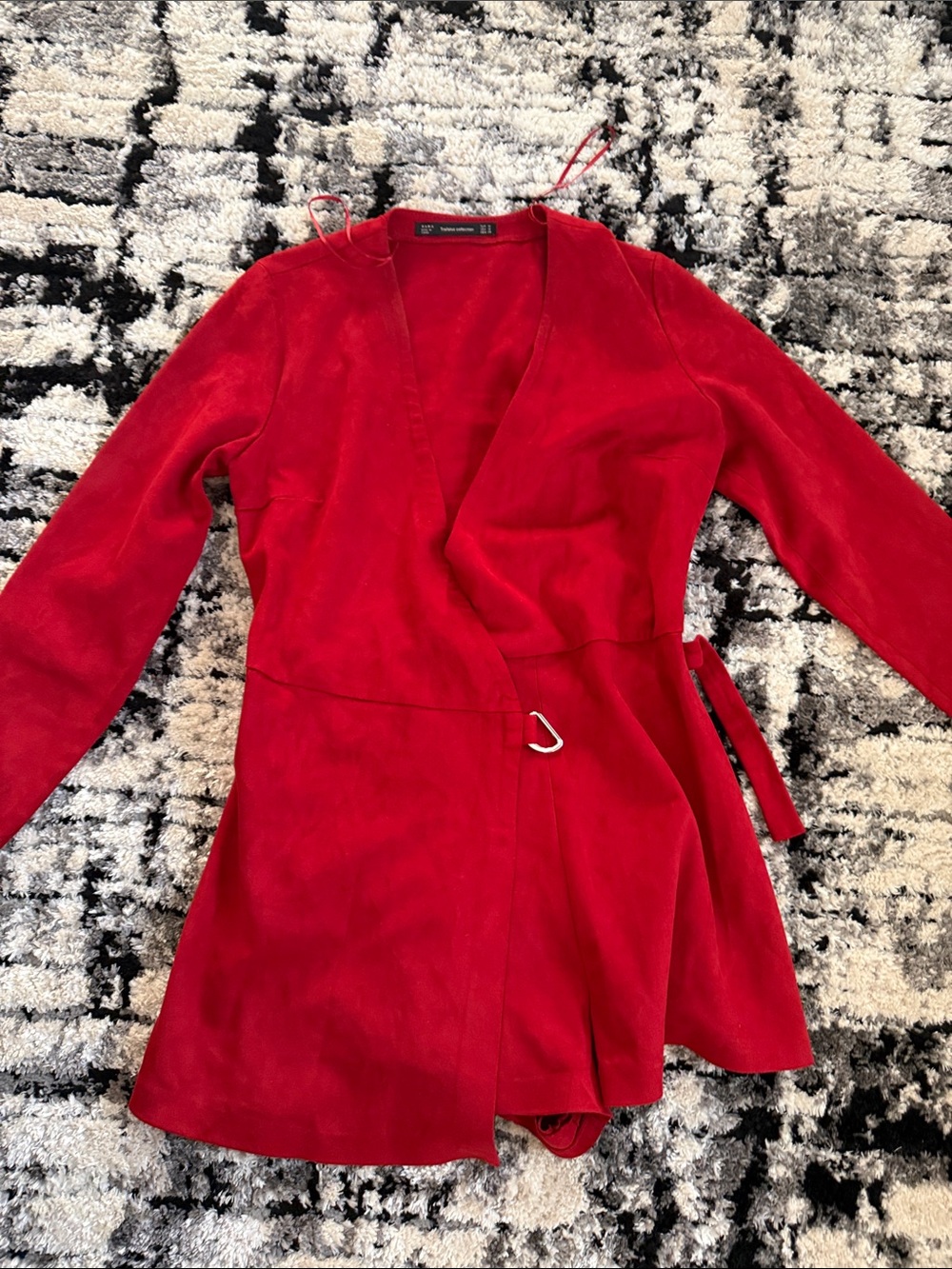 Zara Red Wrap Blazer with D-Ring Detail